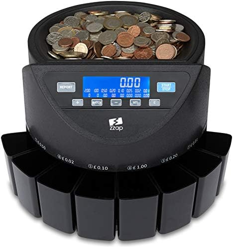 ZZap CS20+ Coin Counter & Sorter for GBP - Money Cash Currency Machine