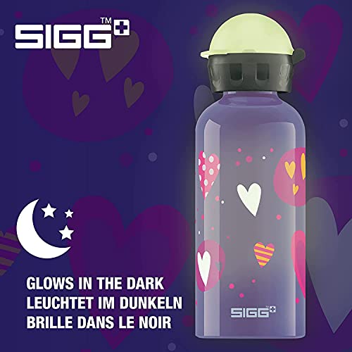 Sigg - Kids Water Bottle - Glow Heartballoons - Leakproof - Lightweight - Bpa Free - Aluminum - 13 Oz #TOP3