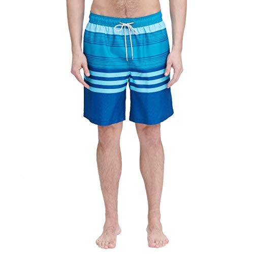 Kirkland Signature Men's Swim Short (Variety) (XL, Teal Melange Stripe)
