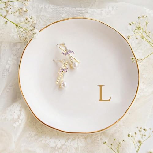Ceramic Plates With Letter L, Milky White Kitchen Plates,Kitchen Dinnerware & Accessories For Wedding Gifts Souvenirs Housewarming Gifts Birthday Gift