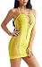 Womens Seamless Mesh Lingerie Chemise(XL,Yellow)