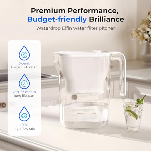 Waterdrop Water Filter Jug, NSF Certified 2.5L Water Filter Jug with 1×90 Days Filter, Reduces Lead, Fluoride, Chlorine and More, BPA Free, White (Replacement Filter: WD-PF-01A Plus) - Image 8