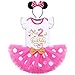Baby Mädchen 2. Geburtstag Outfit Minnie Mouse Geburtstagsdeko Prinzessin Kostüm Strampler Body+Polka Dot Tutu Tüllrock+Stirnband 3tlg Babykleidung Fotoshooting Heiß Rosa-my 2nd birthday 2 Jahre