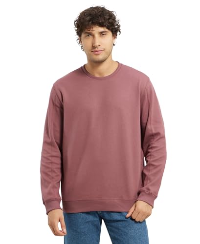 Jockey Men's Super Combed Cotton Rich Pique Full Sleeved Ribbed Cuffs Solid Sweatshirt_Pack of 1_Style_AM48_Wide Ginger_L