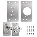 Flintronic Piastra di Riparazione per Cerniere, 2 Pezzi 47 x 90mm Repair Brackets Plates con Kit Staffa Foro 12 viti, Piastre di Montaggio della Cerniera della Port per Cucina, Armadio, Mensole