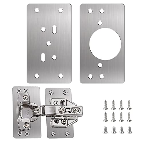 Immagine prodotto: Flintronic Piastra di Riparazione per Cerniere, 2 Pezzi 47 x 90mm Repair Brackets Plates con Kit Staffa Foro 12 viti, Piastre di Montaggio della Cerniera della Port per Cucina, Armadio, Mensole