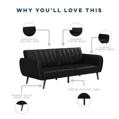 image for Novogratz Brittany 82 Inch Futon Sofa Bed in Faux Leather, Upholstered