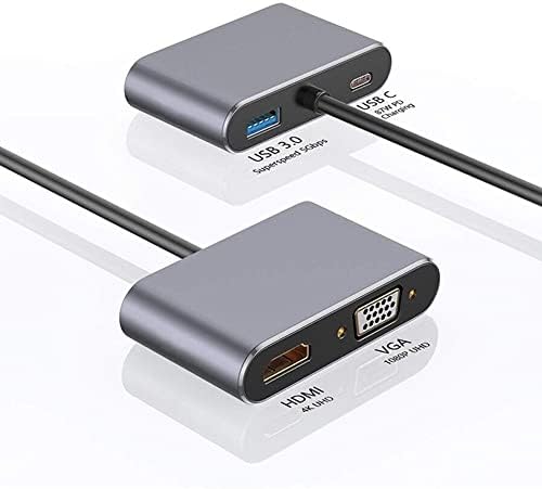 Coverzone Type-C Hdmi Vga Usb 3.0 Type 4in1 Video Dönüştürücü Veri Aktarıcı Usb Adaptör Notebook ve Macbook ile Uyumlu Gri TC-26 - Görsel 3