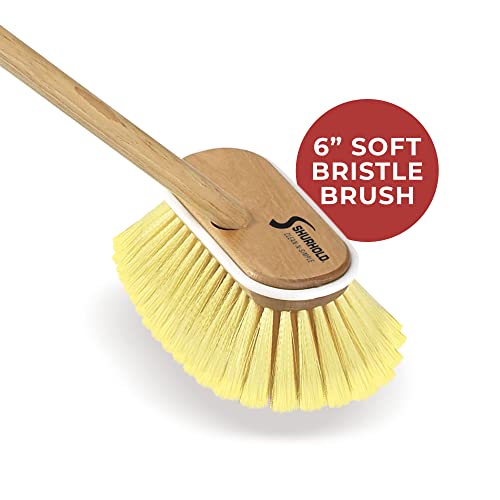 Shurhold Marine Mate 6" Deck Brush with Handle Shurhold Brush on 48" Wooden Handle, Perfect for Under-Gunnel Storage - Soft Bristle by Shurhold - Image 2