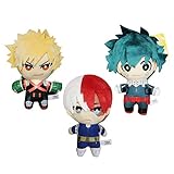 QAHEART 3PCS Anime MHA Plush Keyring Dolls, Midoriya Izuku/Todoroki Cosplay Figure Plush Toys, Cute Plush Stuffed Doll Pillow