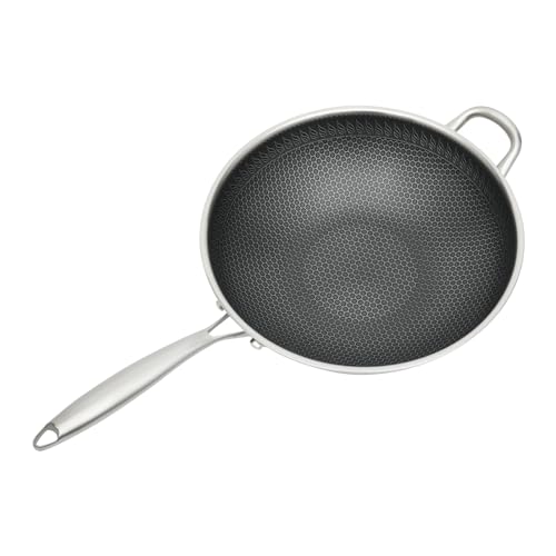 Wok de acero inoxidable 13 pulgadas con tapa y mango miniatura 3