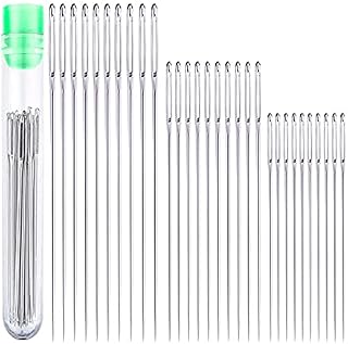 25Pcs Big Eye Hand Sewing Needles with Storage Case Tube Large Eye Stitching Needles in a Clear Tube Upholstery Needles Set 1.65 1.8 2 2.2 2.36