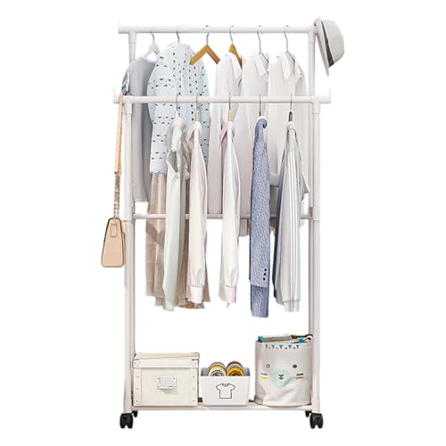 Perchero - Soporte de chaqueta con ruedas, organizador de ropa multifunción para dormitorio, lavandería, garaje, habitación infantil, dormitorio, armario, baño comercial
