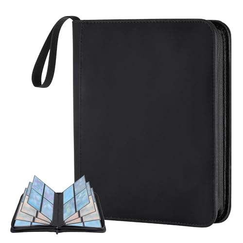 Toploader Sammelkarten Album für 160 Toploader 4-Fach Binder für 3x4 Zoll Karten Inklusive 20 Starre Hüllen Trading Card Binder für Sammelkarte und Sportkarten