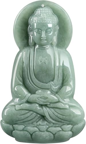 Collier pendentif en jade bouddha Cherrii pour homme et femme avec lanière ajustable