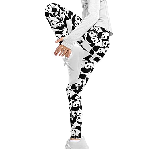 COEQINE Girls Leggings Kid Ankle Length Legging Tights Trousers Slim Long Pants Black White,Size 4-13 Years4
