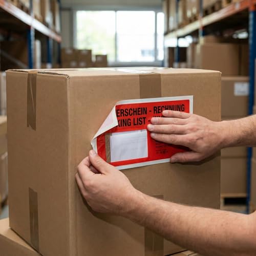 baytronic Dokumententaschen, DIN lang, rot schwarz bedruckt Lieferschein/Rechnung (1000 Stück)