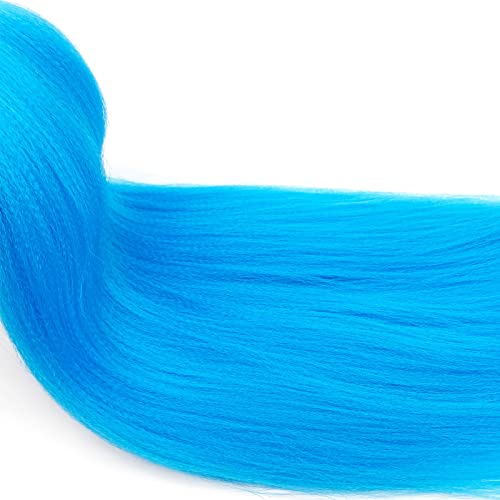 Braiding Hair Pre Stretched Light Blue Braiding Hair Colored Hair Extensions For Braiding Micro Box Braids Knotless Yaki Kids Kanekalon Prestretched Braiding Hair Blue 26 Inch Folded 6 Packs #TOP3