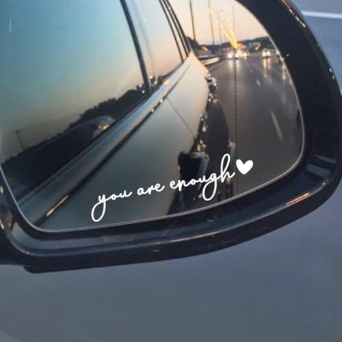Image of You Are Enough Car Mirror Decal Set, Affirmation Gift | Rearview mirror self-love decals, positive affirmation gift for women
