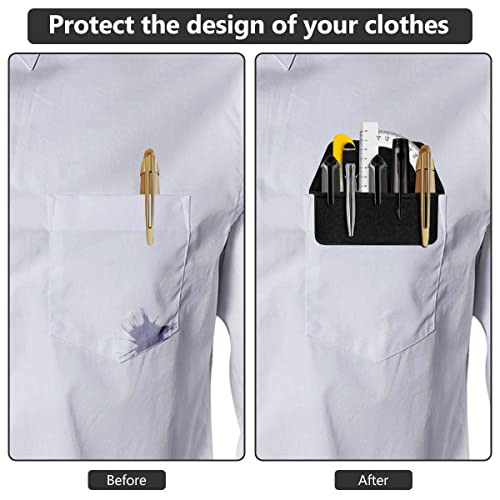 Aidunmis Pen Pocket Protector, 2 Pieces Pu Leather Pocket Pen Holder Organizer Pouch For Shirts Lab Coats Pants Pen Sleeve - Multi-Purpose Pen Pocket Holds Pens Pointers Pencils And Notes Card - Black #TOP4