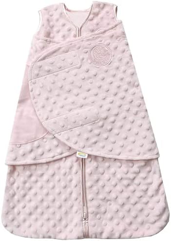 HALO Sleepsack Swaddle Plush Dot Velboa, 3-Way Adjustable Swaddle Blanket, TOG 3.0 for Cool Climates, Pink, Newborn, 0-3 Months