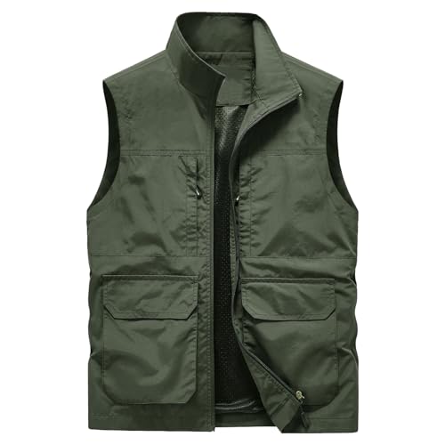 Mashaouyo Chaleco de malla para hombre 2024 para fotografía al aire libre, delgado, multitamaño, suelto, clip de caballo, chaquetas de invierno grandes para hombre, JN, XXL