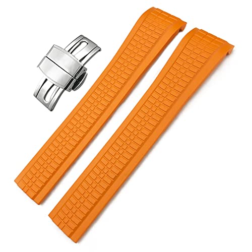 Bracelet caoutchouc fluoré 21mm boucle papillon pour Patek Aquanaut 5164A