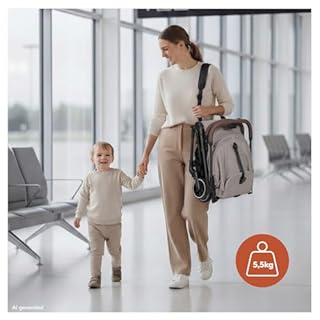 Hauck Lite N Care, Dark Olive - Lightweight Carbon Fibre Pushchair, Compact City & Travel Stroller with Carry Strap, IATA Cabin Size One-Hand Fold, Fully Reclining from Birth to 22 kg, UPF 50+