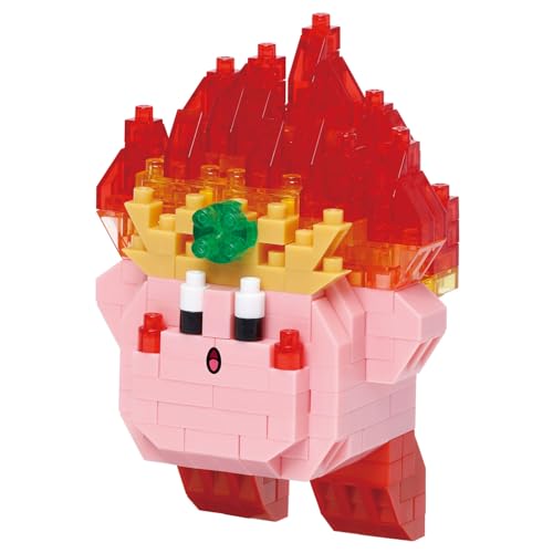 nanoblock Bandai Kirby Fire, Micro Bloques de construcción 3D, maqueta Detallada del Personaje Kirby en Modo Fuego - NBCC200
