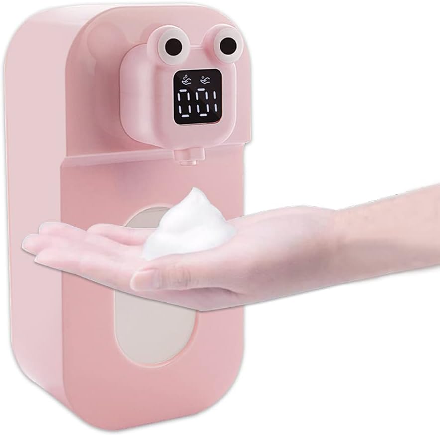 Automatic Soap Dispenser IR Control Sensor Hand Free Touch Less Cute Foaming Dispenser Aromatherapy Diffuser Wall Mounted for Washroom Bathroom Kitchen Children Restaurant Wash Hand (Pink)