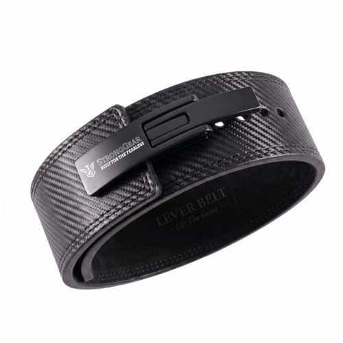 Image of 13MM Weightlifting Lever Belt for Man and Women, Crafetd from Heavy Duty Genuine Leather with Heavy Duty Buckle, Professional Weight Lifting Belt (13MM CARBON FIBRE LEVER BELT, L)