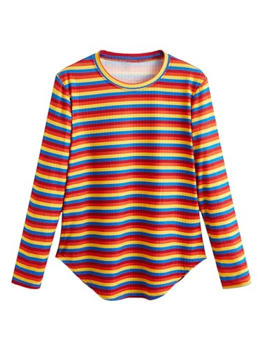 Image of Milumia Women's Elbow Patch Striped High Low Top T-Shirt
