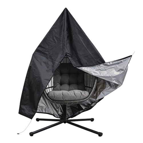 Hanging Egg Chair Black Rattan Swing Garden Hammock Folding Seat Furniture With 15cm Thick Cushion Steel Stand 150kg Weight Capacity Outdoor Indoor Patio Balcony UV Resistant FREE Waterproof Zip Cover 7 Hanging Egg Chair Black Rattan Swing Garden Hammock Folding Seat Furniture With 15cm Thick Cushion Steel Stand 150kg Weight Capacity Outdoor Indoor Patio Balcony UV Resistant FREE Waterproof Zip Cover - Image 7