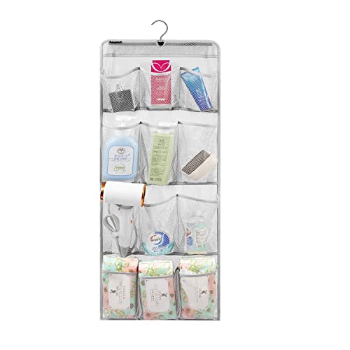 Mesh Shower Organizer Hanging Caddy Quick Dry Bathroom Storage for Toiletry Accessories with Rotating Hanger (12 Pockets)