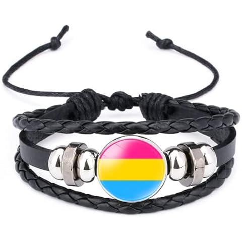 LGBTQ Accessories Pansexual Pride Bracelet with Gift Box, Transgender Stuff Bisexual Gay Lesbian Gifts for Couple Men Women Teen Valentine's Day Cover