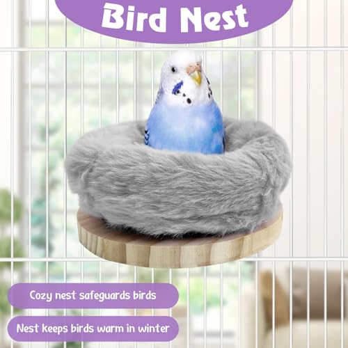Image of Hamiledyi Bird Soft Nest for Cage Plush Parrot Hammock Breeding Bird House Bird Bed for Parakeet Lovebird Cockatoos Conure Canary Finch Quaker(Grey)