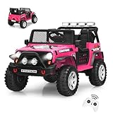 GOPLUS 12 V Voiture Electrique Enfant 2 Places avec Télécommande 2,4 G,Quad 4x4 Electrique Enfants avec LED, Musique Klaxon, MP3, 2 Vitesses 1,6 8 km/h,Charge 50KG, pour Enfant 3 Ans+ (Rose)