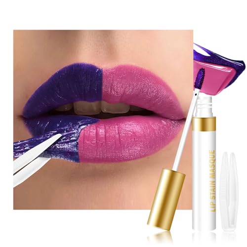 evpct Mauve Peel Off Lip Stain Tints with Tweezer, Matte Lipstick Lip Stain Gloss Long Lasting Waterproof for Women, Non-stick Cup Lipstick Peel Off High Pigmented 24 Hrs Original Lips Stains, 09
