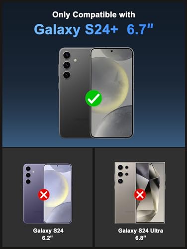 Image of Vihibii for Samsung Galaxy S24 Plus Back Cover with Card Holder (4 Cards) & Slide Camera Cover & Kickstand, Hard Case for Galaxy S24 Plus, Blue