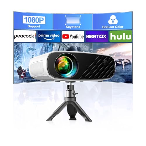 Image of ELEPHAS Mini Projector for iphone, Portable Projector with Tripod, 1080P HD Outdoor Projector, Movie Projector Compatible with Android/iOS/Windows/TV Stick/HDMI/USB