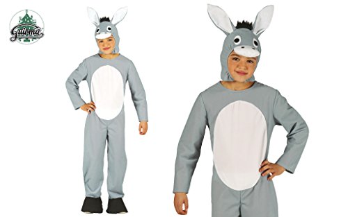 GUIRMA - Traje Burro para Niños, Gris/Blanco, 7-9 años