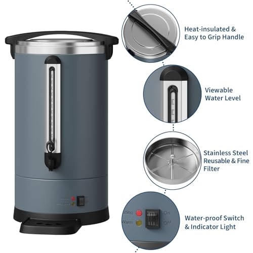 Image of Commercial Electric Coffee Urn, 80-Cup Capacity, 12L / 3.2 Gal Stainless Steel Coffee Maker with Double-Wall Insulation - Great for Catering, Events, Weddings, Parties & Buffets