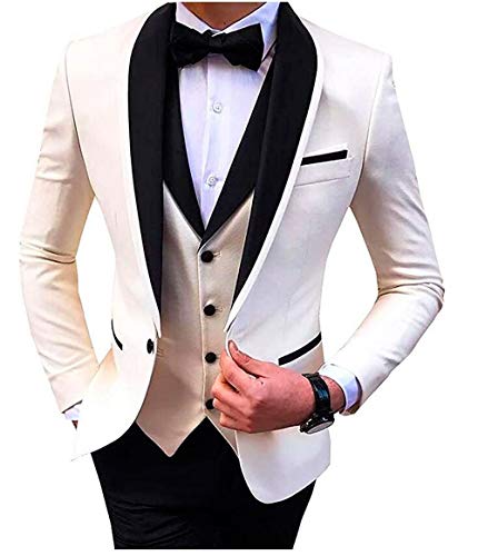 Men's 3 PC Slim Fit Prom Suits Shawl Lapel Wedding Suits Groom Tuxedos Business Men Suits Dinner Suits - Main Image