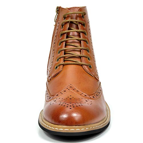 Bruno Marc Men's Dress Ankle Motorcycle Boots Wingtip Leather Lined Derby Oxfords Bergen-01 Brown Size 12 M Us #TOP4