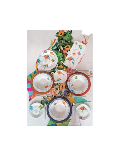 Brandani 51713 TAVOLA 18 PZ ARIA PORCELLANA, Set 24pz 6 Piani 6 Fondi 6 Dessert, 27cm, 22.5 cm, 19 cm