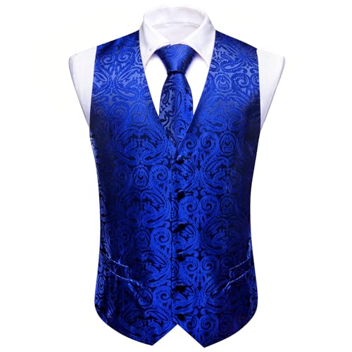 Image of Barry.Wang Formal Men Flower Vest Paisley Jacquard Silk Ties Suit Waistcoat Set Wedding 5PCS