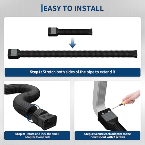 Garvee Gutter Downspout Extension, 2 Pack, 22-63 Inch, Black by Garvee - Used condition - Image 6