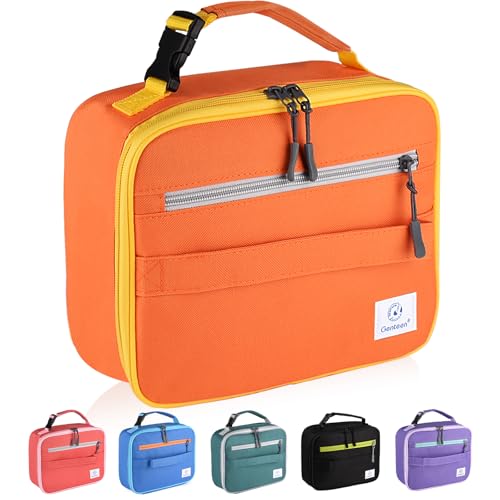 Genteen Lancheira térmica infantil com zíper duplo, bolsa macia resistente e congelável - Lancheira