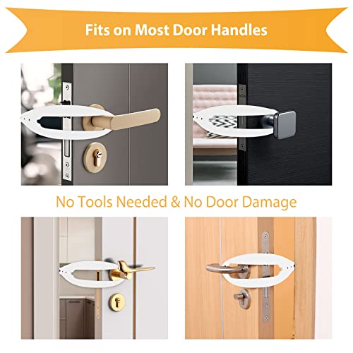 Cat Door Latch 2Pcs Cat Door Holder Stopper Strap For Cats Pets Door Opener Adjustable Flexible Door Knob Blocker White Cute Let Cats In Keep Dogs Out Cat Dog Lover Gifts #TOP3