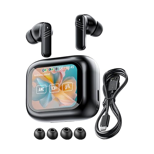 Écouteurs sans Fil avec Écran Tactile Intelligent - Casque Bluetoòth 5.4 | Écouteurs Intra-auriculaires à Réduction de Bruit | Technologie Aňc et ENC, Son Stéréo HiFi, Idéal pour le Sport et les Jeux